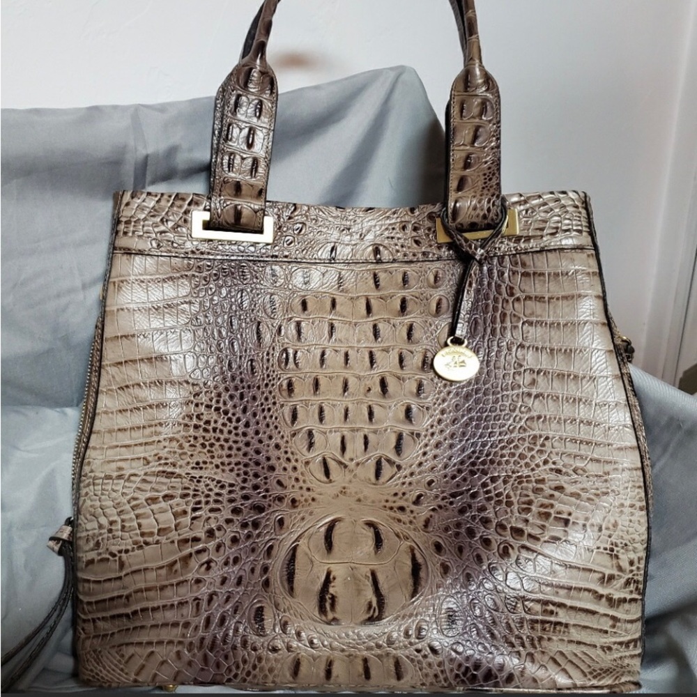 Brahmin Purse Tote Taupe Gray Excellent